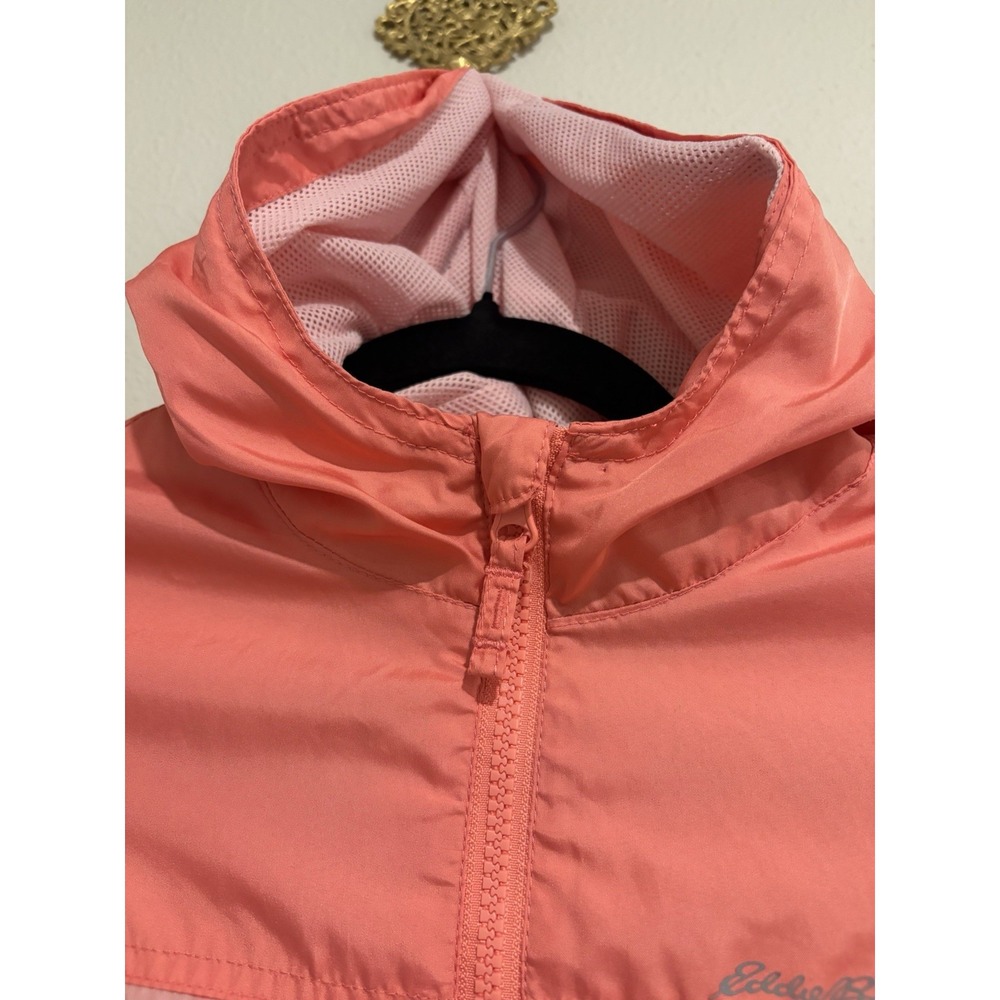 Eddie Bauer Kids Girls 7 Hooded Windbreaker Jacket Pink Floral Full Zip Pockets - Picture 11 of 12